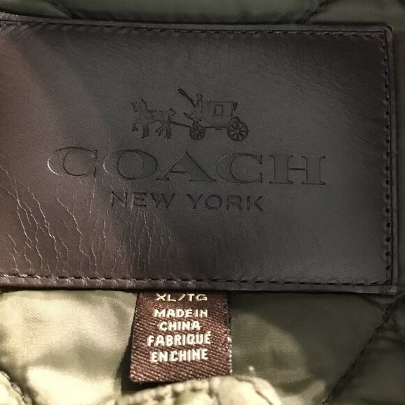 Coach Olive Green & Brown Leather Trim Vest - Picture 3 of 4